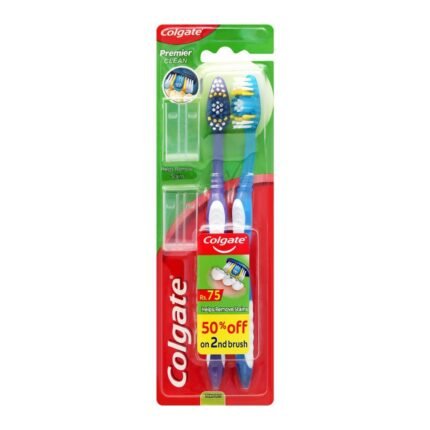 Colgate Premier Clean Toothbrush Medium 2 Pack