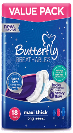 Butterfly Pad Maxi Thick 18pcs VIP