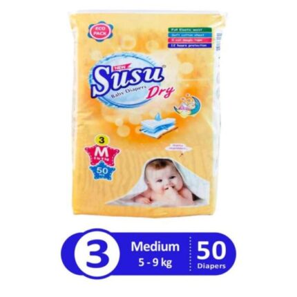 Susu Dry Baby Diapers Medium 3 N0 50 Pieces (5-9 kg)