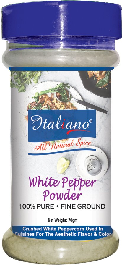 Italiano white pepper whole and powder 70gm