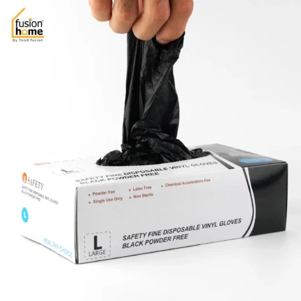 SAFETY FINE DISPOSABLE NITRLIE GLOVES BLACK POWDER FREE