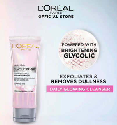 LOREAL FACE WASH GLYCOLIC BRIGHT 100ML